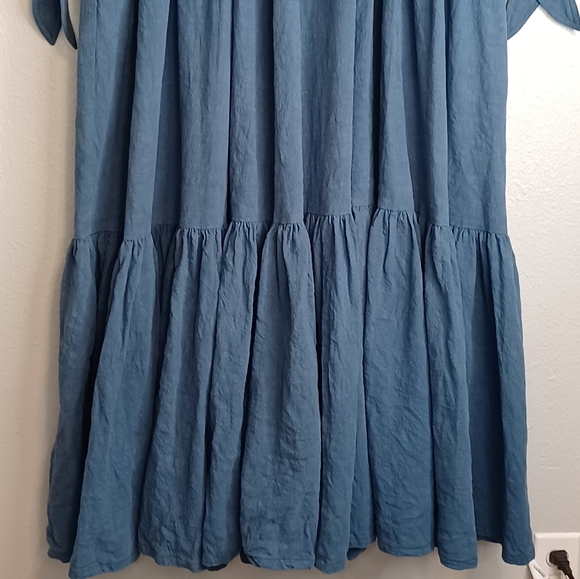 L.F. Markey Kelvin 100% Linen Oversized One Size Tent Trapeze Maxi Dress - Picture 5 of 12